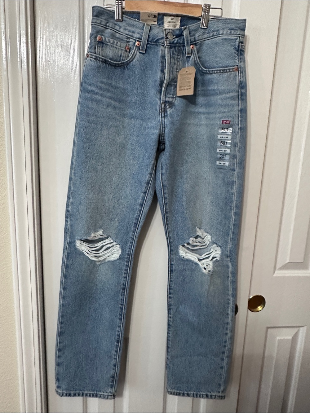 Levi's Light Blue Women's Straight-Leg Distressed Jeans